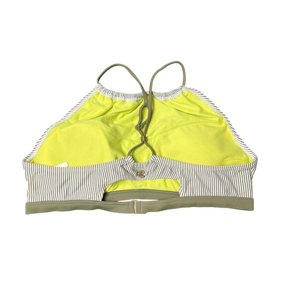 Prana Large XL Bikini Top Brina Halter Green Stripe Pad Swim Suit - Picture 2 of 6